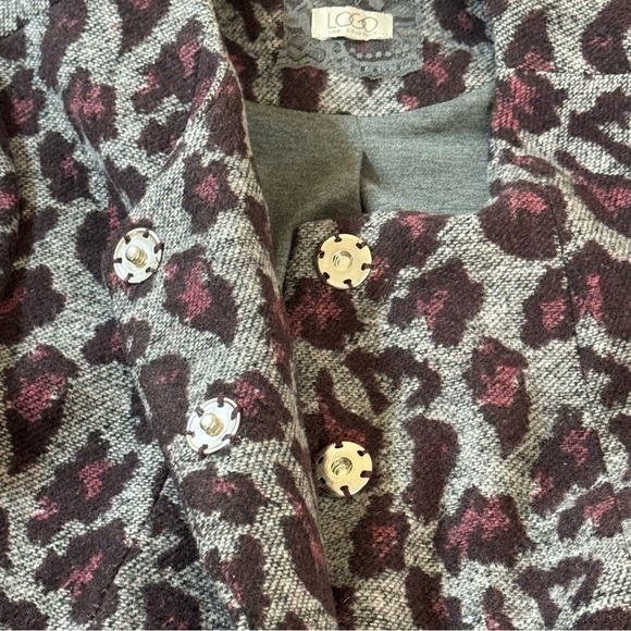 LOGO By Lori Goldstein Animal Print Poly Blend Statement Coat Size 12-14 (GUESS) - Picture 7 of 12